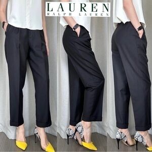 Lauren Ralph Lauren Soft Wool Black Tapered Trouser Pants Petite S (6)